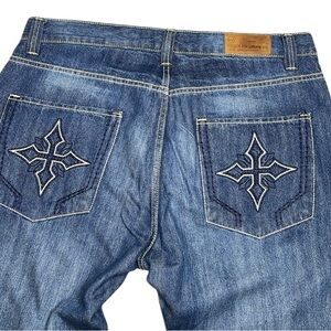 Vintage Focus 70 Jeans Mens 36x31 Straight Leg Grunge Blue Denim Cross Jeans Y2K